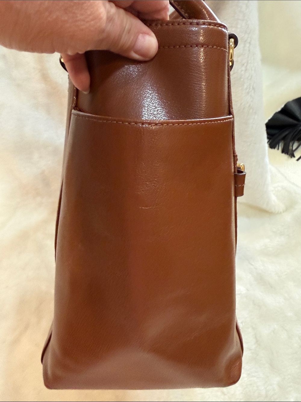 🤎 Lauren Ralph Lauren RLL Cognac Tote Bag - Picture 3 of 13